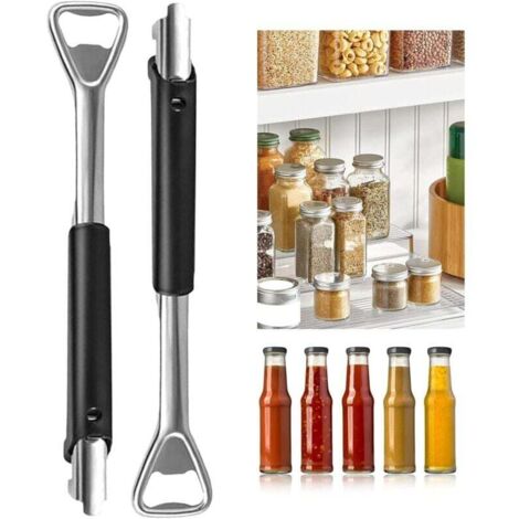 KZQ Abrelatas manual multifuncional y económico (2 unidades) de acero inoxidable, ideal para personas mayores y con manos débiles. (1/4)