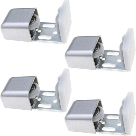 KZQ Juego de 4 guías de suelo ajustables para puertas correderas – rodillos resistentes a arañazos con rodamientos de bolas – para espesores de puerta de 30–65 mm (1/4)