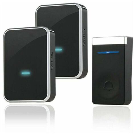 Timbre inalámbrico KZQ, kit de timbre electrónico impermeable con 2 receptores enchufables, alcance de 150 m, 45 melodías a 4 niveles de volumen para hogar, oficina y hotel. (1/4)