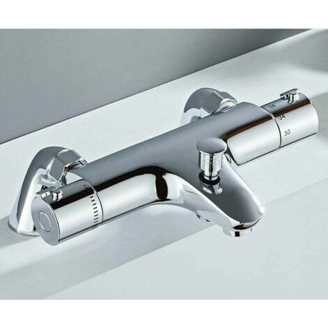 Grifo termostático para bañera, grifo termostático para ducha con control de temperatura, latón, acabado cromado, grifo termostático para bañera. (1/4)