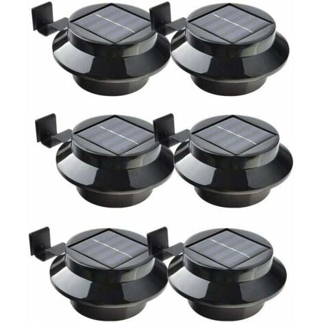 Paquete de 6 luces LED solares para canalones, vallas, techos, jardines, patios y paredes (negro) (1/4)