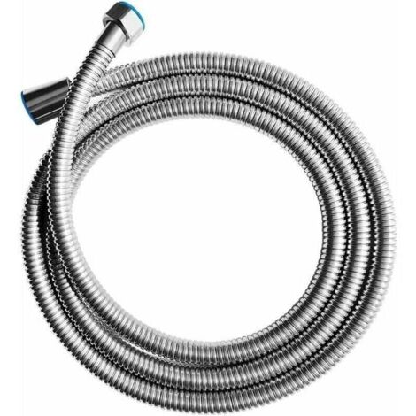 Manguera de ducha de acero inoxidable con doble cierre, cabezal de ducha de mano cromado con latón (2 metros de largo) (1/4)
