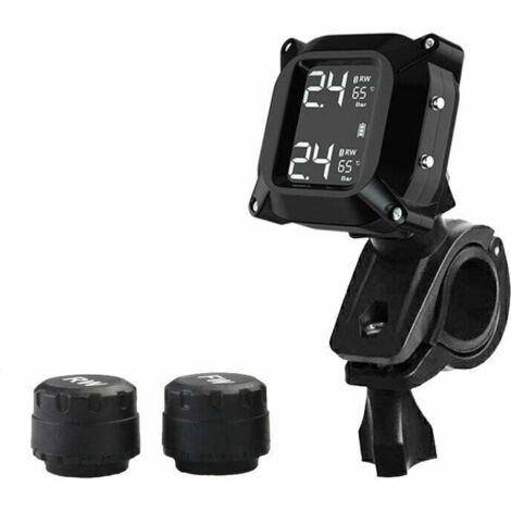 Sistema de monitoreo de presión de neumáticos TPMS para motocicleta KZQ con 2 sensores externos, pantalla LCD, sistema de alarma para automóvil, antiapagado e impermeable.