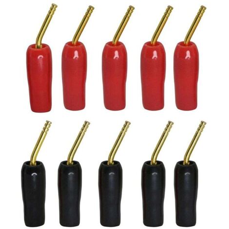 Adaptador de cable de altavoz KZQ de 10 piezas, 2 mm, chapado en oro, negro y rojo (1/4)