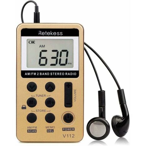 Mini radio portátil KZQ, radio FM AM recargable, walkman, temporizador de apagado, conector para auriculares, ideal para exteriores, deportes, regalo de Navidad.