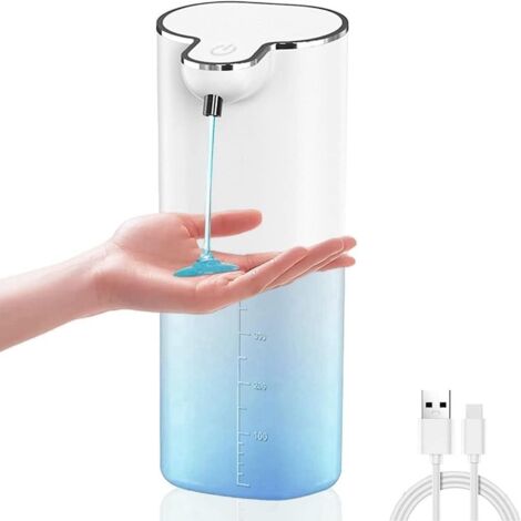 Dispensador automático de jabón líquido, 400 ml, de pared, recargable por USB, sin contacto, para manos y platos (1/4)