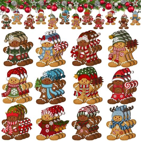 36 adornos navideños de madera: Cascanueces, muñeco de nieve, vaca de las Tierras Altas, adornos colgantes para árbol de Navidad, decoración navideña para el hogar. (1/4)