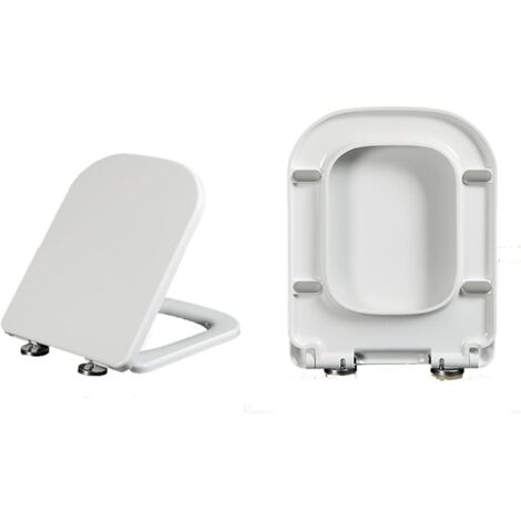 Asiento de inodoro cuadrado de cierre lento con bisagra de fijación superior, asiento de inodoro rectangular de cierre suave, asiento de inodoro de cierre lento, liberación rápida y fácil limpieza