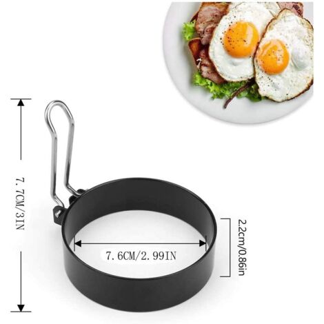 Lot De 4 Moules à œufs Frits Ou Crêpes En Inox - Anneaux Antiadhésifs Cuisine