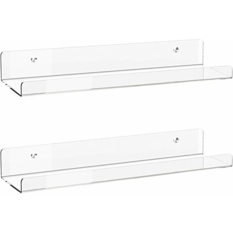 Juego de 2 estantes flotantes invisibles de acrílico - Estantes flotantes de pared para habitación de niños, biblioteca, especias, baño para cosméticos, fotos, libros, especias