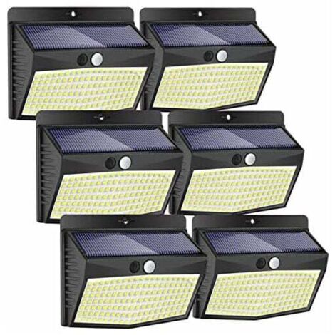 [Lot de 6]Lampe Solaire Exterieur,Peasur 138LED Lumiere Solaire Exterieur avec Detecteur de Mouvement Étanche 3 Modes Eclairage Exterieur Solaire Spot Led Sans Fil pour Jardin,Terrasse,Garage (1/5)