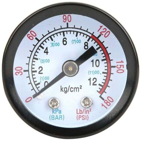 Manomètre à compresseur d'air, manomètre à air comprimé 0  180 PSI, 0  12 Bar, Appareil de Mesure de manomètre de diamètre 42 mm pour compresseurs à vis, compresseurs à Piston