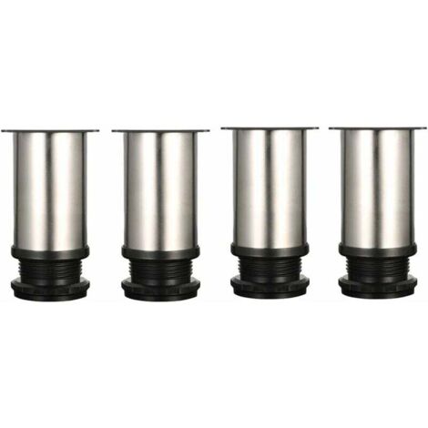 4 Pieds Réglables 8 cm De Hauteur épaissir les pieds d'armoire Pieds de table Pieds de meubles, Acier inoxydable brossé, Hauteur réglable 0-15 mm Venez avec des vis en acier inoxydable (1/5)