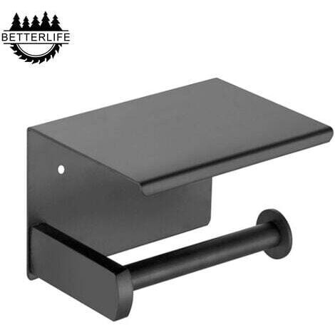 Porte-papier hygiénique, porte-papier hygiénique mural, avec support de rangement pour téléphone portable (noir) (1/5)