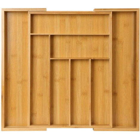 Organisateur de tiroir extensible en bambou pour porte-ustensiles, plateau à couverts ajustable, diviseur de tiroir en bois pour argenterie, couverts, couteaux dans la cuisine, la chambre à coucher et