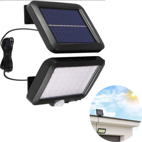 Lumière solaire extérieure avec détecteur de mouvement 56 LED, lumière solaire de jardin étanche IP65 à 120 ° avec câble de 5 m [Classe énergétique A++]
