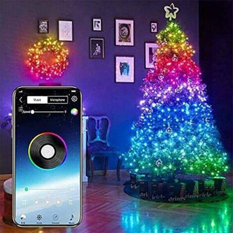 Guirlandes lumineuses Festive Lights - Guirlande Lumineuse Connectée pour Sapin de Noël - Contrôlable Via Smartphone, Décoration Lumineuse Intérieur/Extérieur  (10M100LEDS)