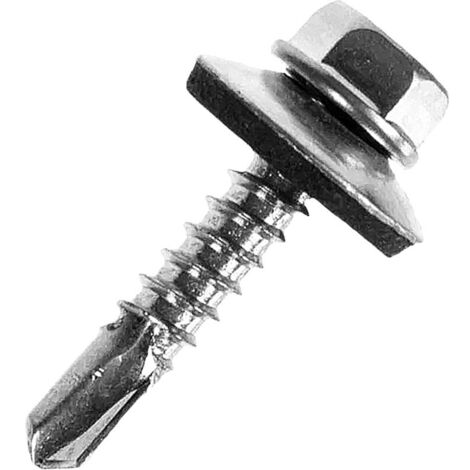 Tornillo Autoperforante De Cabeza De Brida Hexagonal Rosca Doble Con Arandela De Sellado EPDM
