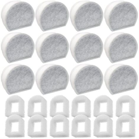 Vtizikl Lot de 24 Préfiltres en Mousse et Filtre à Carbone Compatible avec PetSafe Drinkwell Fountain INOX 360 Avalon Pagoda Seascape et Sedona Fontaines, Filtre pour Fontaine à Eau Chat Chien (1/4)