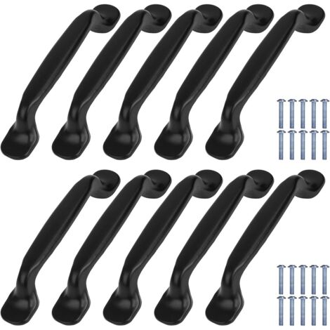 Vtizikl Lot de 10 poignées de porte d'armoires de cuisine noir trou de poignée de meubles centre 96 mm (1/5)