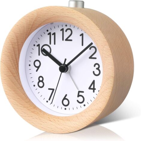 Vtizikl Reveil Matin en Bois a Piles de Voyage Réveil en Bois Silencieux sans Tic-Tac Lumineux Snooze Réveil de Chevet (1/5)