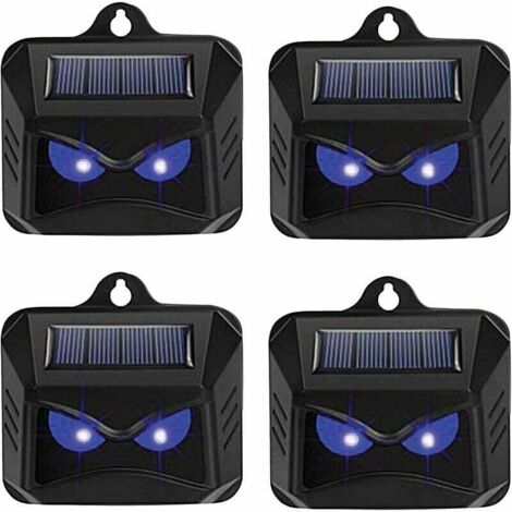 Vtizikl Répulsif solaire contre les animaux sauvages tels que les ratons laveurs, les chevreuils, les renards, les sangliers, etc. - 4 répulsifs efficaces avec lumière LED bleue (1/4)
