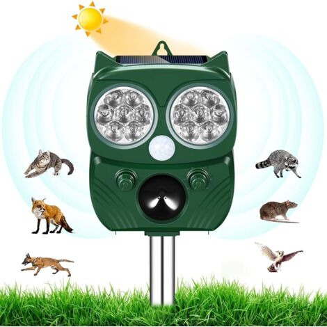 Vtizikl Répulsif Chat Exterieur, Ultrason Chat, Repulsif Chien, Charge Solaire,Chargement USB Prévenir Les Chiens et Les Chats, Les Oiseaux, pour Jardins, Champs, Pépinières, Etanche IP66 (1/5)