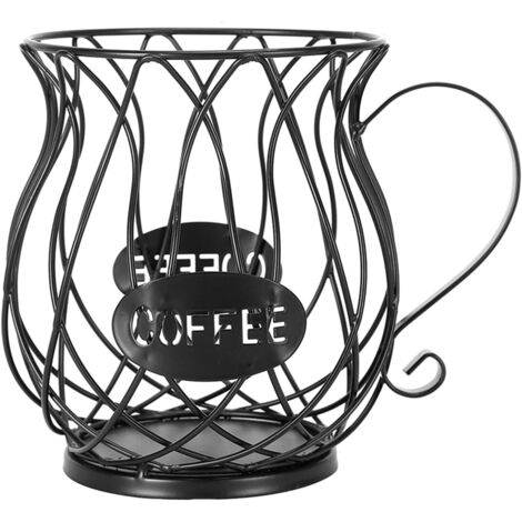 Vtizikl Panier de rangement pour capsules de café, design original noir, accessoire de café parfait de grande capacité, noir (1/5)