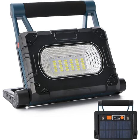 Vtizikl Lampe de travail solaire portable LED 30 W avec 4 modes d'éclairage, rotation à 360 ° pour éclairage de chantier, réparation automobile, urgence en plein air (1/5)
