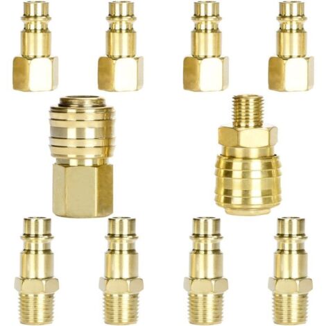 Vtizikl Raccord Pneumatique Raccord d'air comprimé 1/4 NPT Raccord d'air 1/4 pouce raccord rapide mamelon de prise d'air comprimé (1/4)