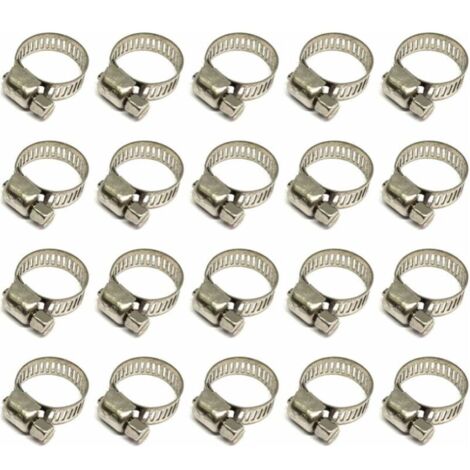 Vtizikl 20 Pièces Collier De Serrage Tuyau, Collier De Serrage Tuyau Réglable 12-20mm, 304 Collier De Serrage Inox, Collier Serrage Métallique, Pour Tuyau, Home Gaz, Famille Tuyau D'eau, Câble, Robin (1/4)