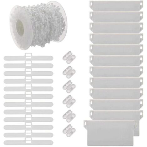 Vtizikl Kit de réparation pour stores verticaux , accessoires pour stores verticaux, connecteurs de chaîne en plastique, connecteurs supérieurs, crochets de 89 mm, barres de lestage (1/4)