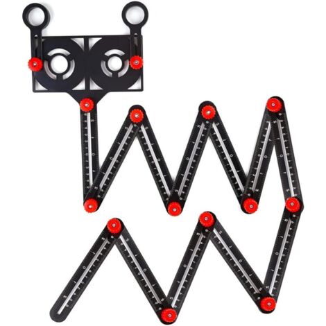 Vtizikl Règle de mesure multi-angles  avec trou de positionnement, gabarit de mesure réglable à 12 côtés en alliage d'aluminium, outil de gabarit multi-angles, règle pliante et localisateur de perçage (1/4)