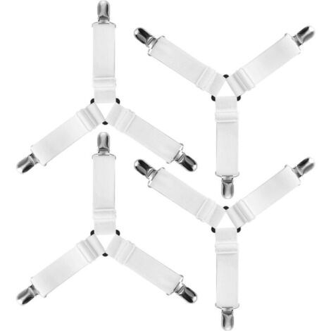 Vtizikl Lot de 4 draps-housses triangulaires élastiques avec sangles réglables pour literie, couvre-matelas et canapé (1/4)