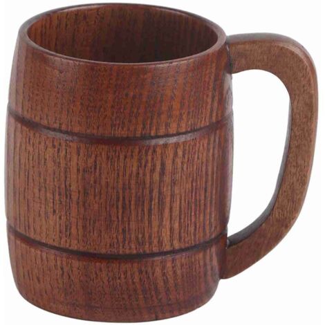 Vtizikl Machine à café à grain, tasse à Bière en Bois, Naturelle Rétro Grande Capacité Thé Eau Classique Tasse À Boire en Bois (1/4)