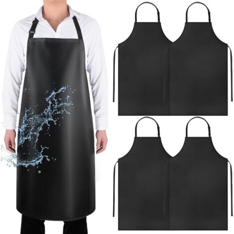 Vtizikl Tablier de cuisine, en PVC pour adulte, unisexes, robustes, avec sangle de cou réglable, pour la cuisine, Lot de 4 (1/4)