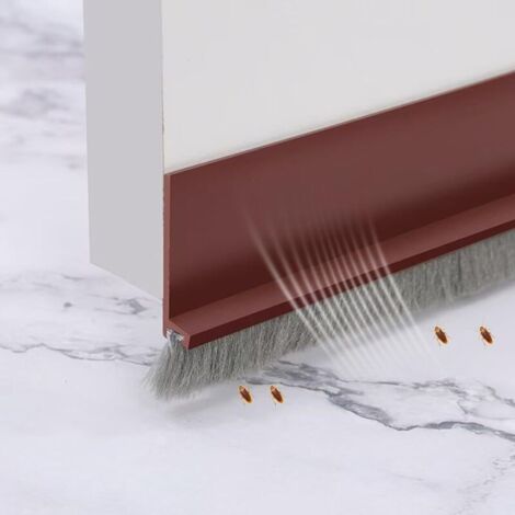 Vtizikl Joint de porte, bas de porte isolant, bande anti-courant d'air autocollante, joint brosse de porte insonorisant (100x5cm, marron) (1/4)