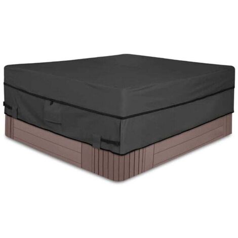 Vtizikl Housse pour Bain à Remous Carrée de Jardin - Polyester 210D imperméable et résistant aux intempéries avec revêtement en PVC - Gris anthracite 76 x 76 x 20 po (1/4)