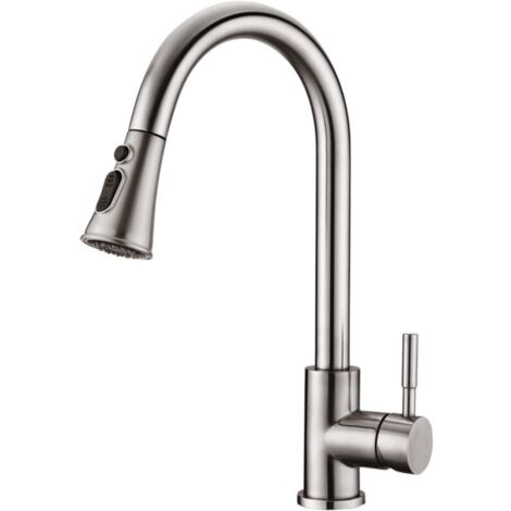 Vtizikl Robinet de cuisine avec douchette extractible, mitigeur de cuisine en acier inoxydable, robinet de douchette de cuisine rotatif à 360°, robinet d'évier de cuisine, 3 modes de réglage du débit (1/4)