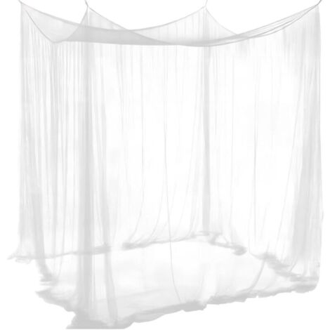Vtizikl Moustiquaire de lit rectangulaire moustiquaire extérieure blanche moustiquaire de lit simple double lit bébé 4 portes