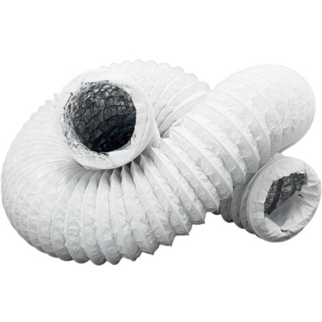 Vtizikl Tuyau d'échappement - avec isolation aluminium - PVC - flexible - évents - pour climatiseurs, sèche-linge (blanc, Ø 150 mm - 5 m) (1/4)