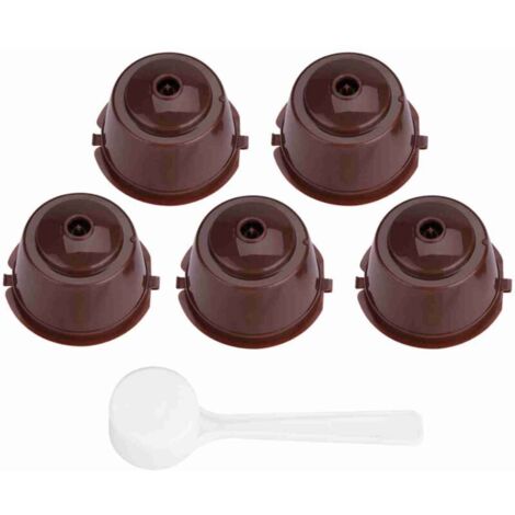 Vtizikl Capsules 5 Pièces de qualité Alimentaire PP 304 en Acier Inoxydable Réutilisable Filtre à Capsules de café Rechargeable (Brun) (1/4)