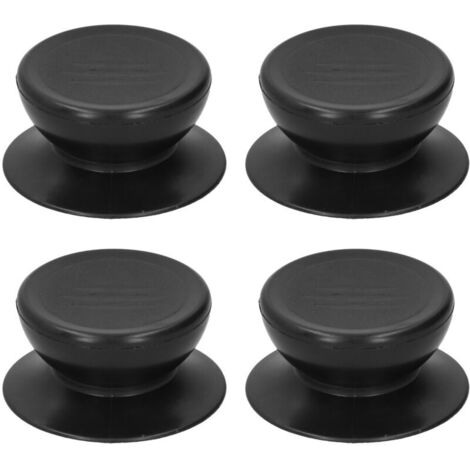 Vtizikl Lot de 4 poignées de couvercle en bakélite, universelles, avec 4 accessoires de montage, noir (1/4)