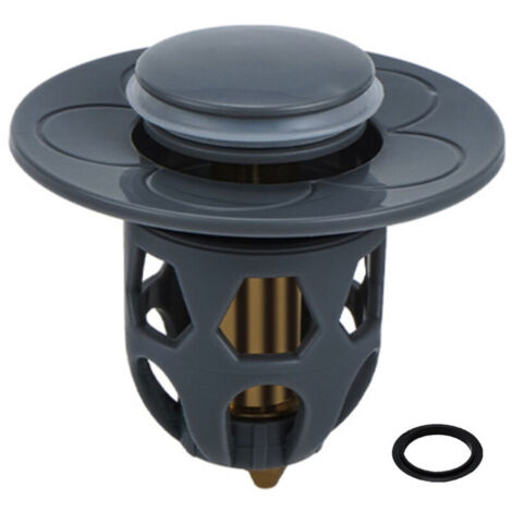 Vtizikl Bouchon universel de fuite de tête d'eau de lavabo, bouchon de vidange d'évier en acier inoxydable filtre de vidange de rebond de lavabo, convertisseur de type poussoir de noyau de rebond (Gri (1/4)