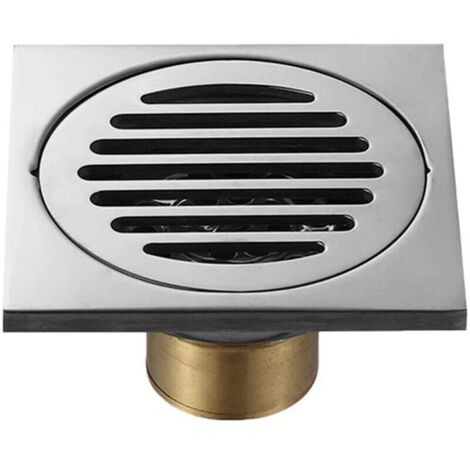 Vtizikl Siphon de douche, acier inoxydable 304 avec grille de protection amovible pour attrape-cheveux, drain de douche - 10 x 10 cm (1/4)
