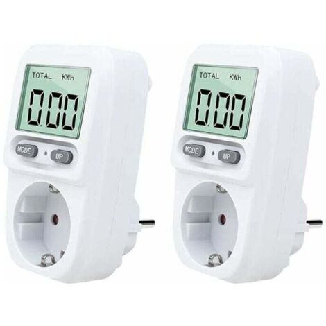 Vtizikl Tigrezy 2PC Wattmetre Prise, Intelligente Portable Prise Compteur D'énergie avec L'écran D'affichage à Cristaux Liquides, Protection Contre Les Surcharges, Puissance Maximum 3680W, pour Domici (1/4)