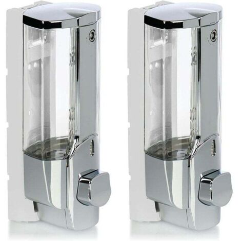 Vtizikl Distributeur de Savon 2X pour Montage Mural - Distributeur de Savon Mural, Rechargeable - Distributeur de Savon pour Gel Douche et shampoing (chromé) (1/4)