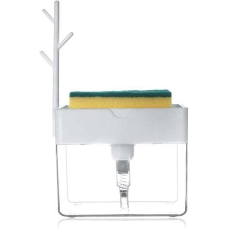 Vtizikl Distributeur de savon 2 en 1, distributeur de savon liquide, distributeur de détergent, avec porte-éponge (1/4)