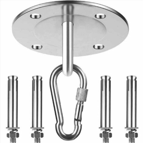 Vtizikl support de hamac en acier inoxydable plateau de fixation sac de sable boucle de fixation support de charge plateau de suspension rond - plateau de fixation + 4 x clous à expansion m8 + 1 x bou (1/4)
