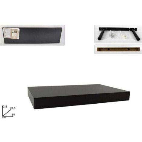 Mensola Parete Legno Mdf 80x23,5x3,8 Cm Pensile Scaffale A Muro Staffe A Scoparsa Incluse Nero 85189098